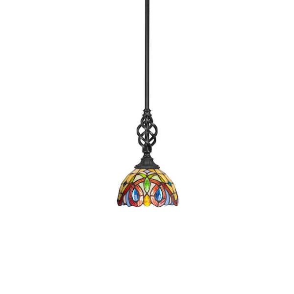 Unbranded Bridgewater 100 W 1-Light Matte Black Standard Mini Pendant Light with Glass Shade