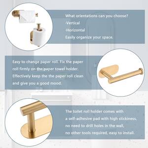 Wall-Mount Single Post Toilet Paper Holder in Brushed Gold Stainless Steel