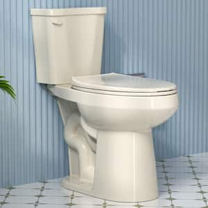 19 in. 2-Piece Toilet Single Flush 1.28 GPF Map Flush 1000g Elongated in Bone Toilet W/ Soft Close Seat 12 in. Rough in