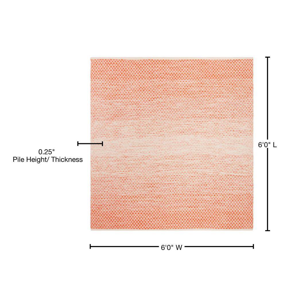 Coastal Charm Orange/Ivory Square Cotton Flatweave Rug