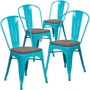 Crystal Teal-Blue Restaurant Chairs (Set of 4)