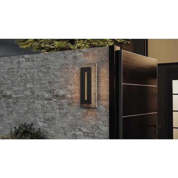Tate 8 in. Earth Black LED Outdoor Wall Lantern Sconce