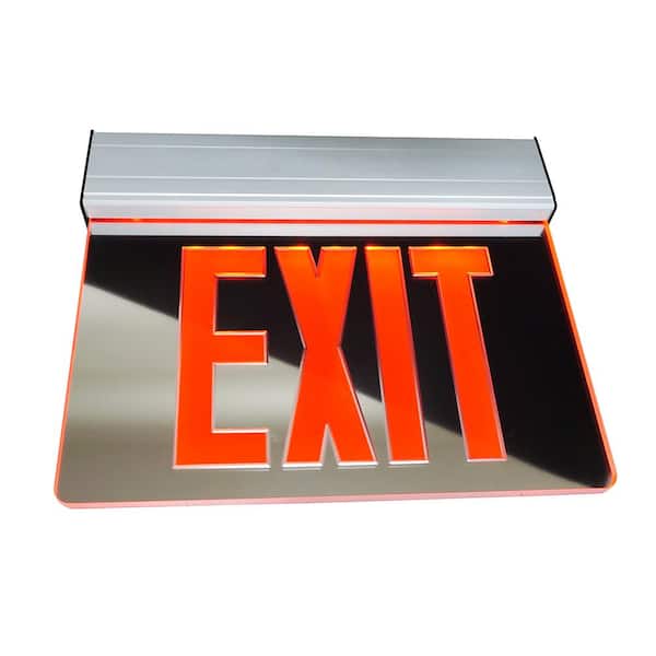 NICOR EXL2 Series 3.6-Volt Mirrored Integrated LED Emergency Exit Sign with Red Lettering