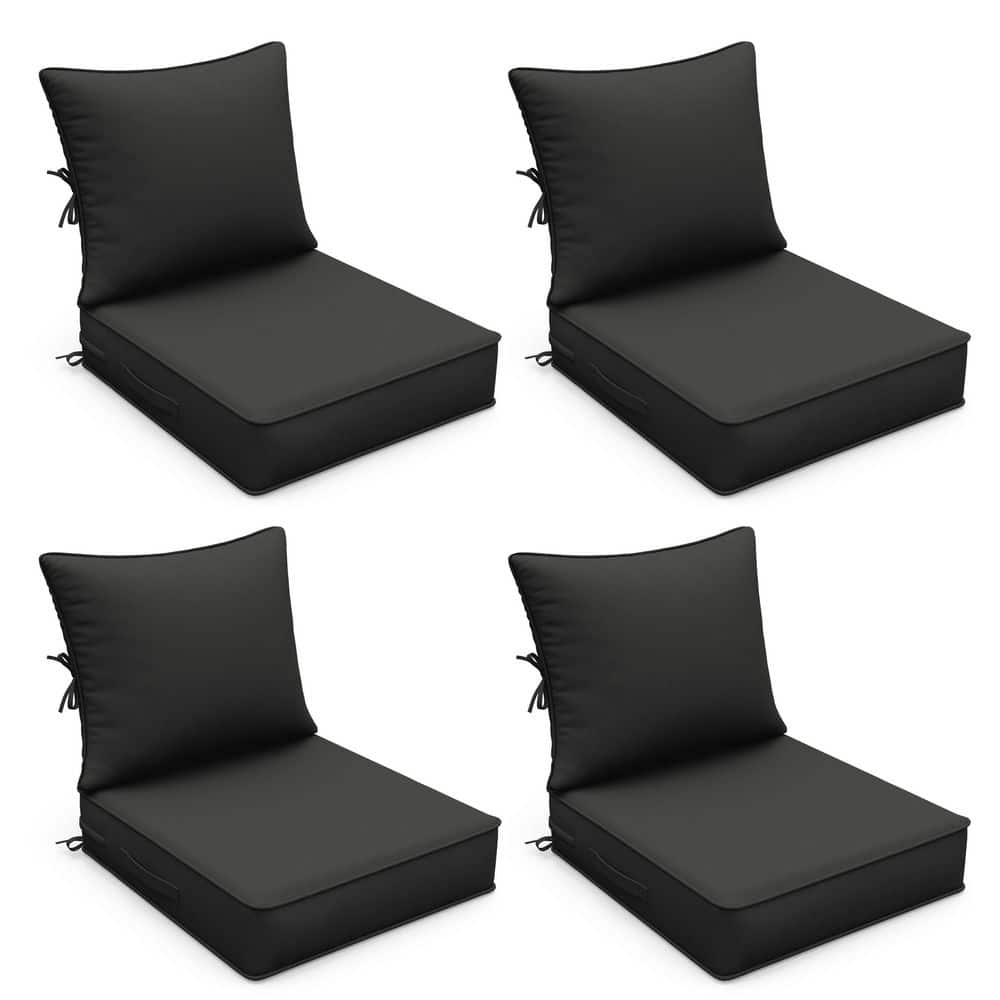22 in. x 24 in. x 4 in. (4-Pack) Water-Resistant Outdoor Patio Furniture Replacement Deep Seat Cushions, Black price history on PriceWatchPro