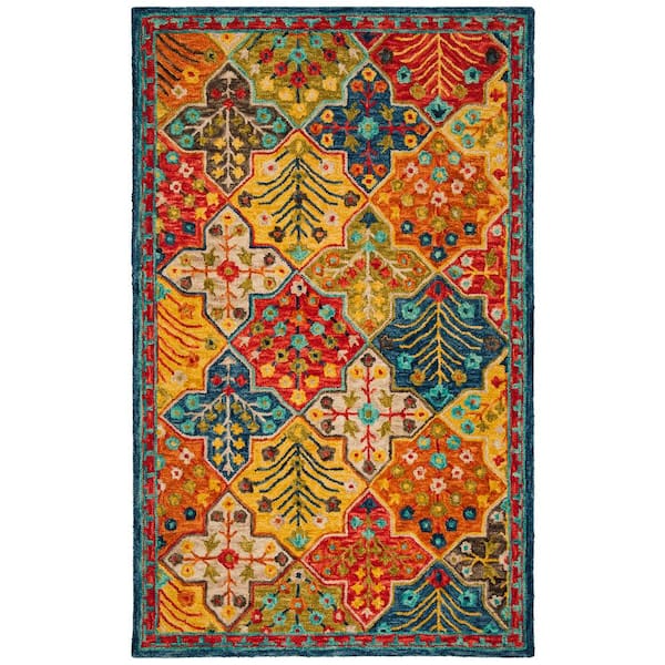 SAFAVIEH Aspen Blue/Orange 5 ft. x 8 ft. Border Area Rug