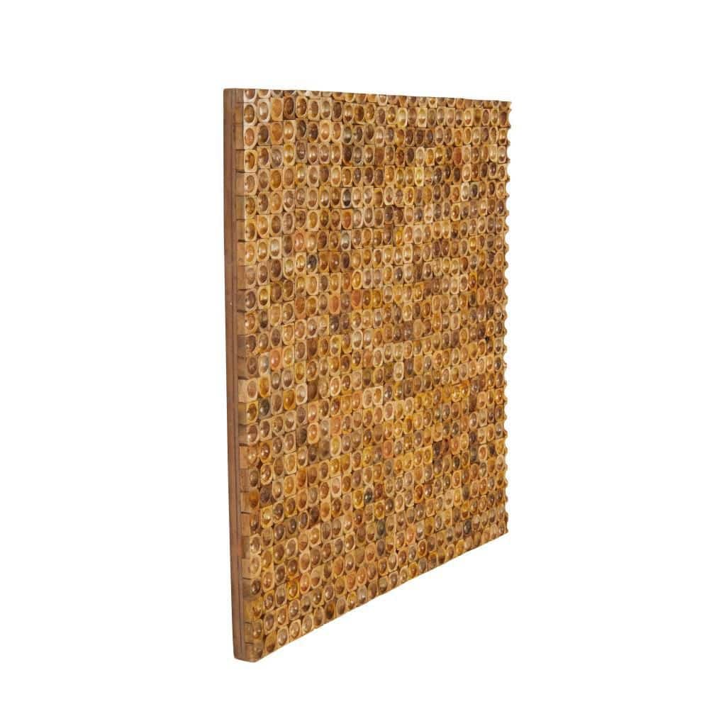 Litton Lane 36 in. x 36 in. Brown Mango Wood Handmade Stacked Tree ...