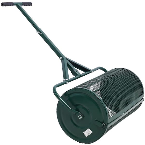 ITOPFOX 24 in. W Steel Peat Moss Spreader Heavy-Duty Compost Handheld Spreader with Metal Mesh and T-Shaped Handle in Green