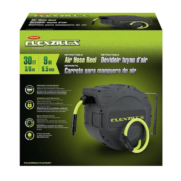 Flexzilla 3/8 in. x 30 ft. Enclosed Retractable Air Hose Reel with 1/4 in.  MNPT Fitting L8232FZ - The Home Depot