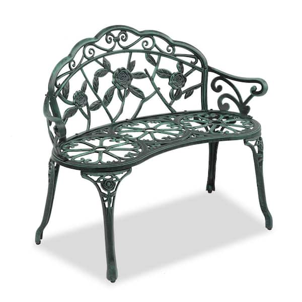 Karl home 38.5 in. Copper Green Aluminum Outdoor Bench