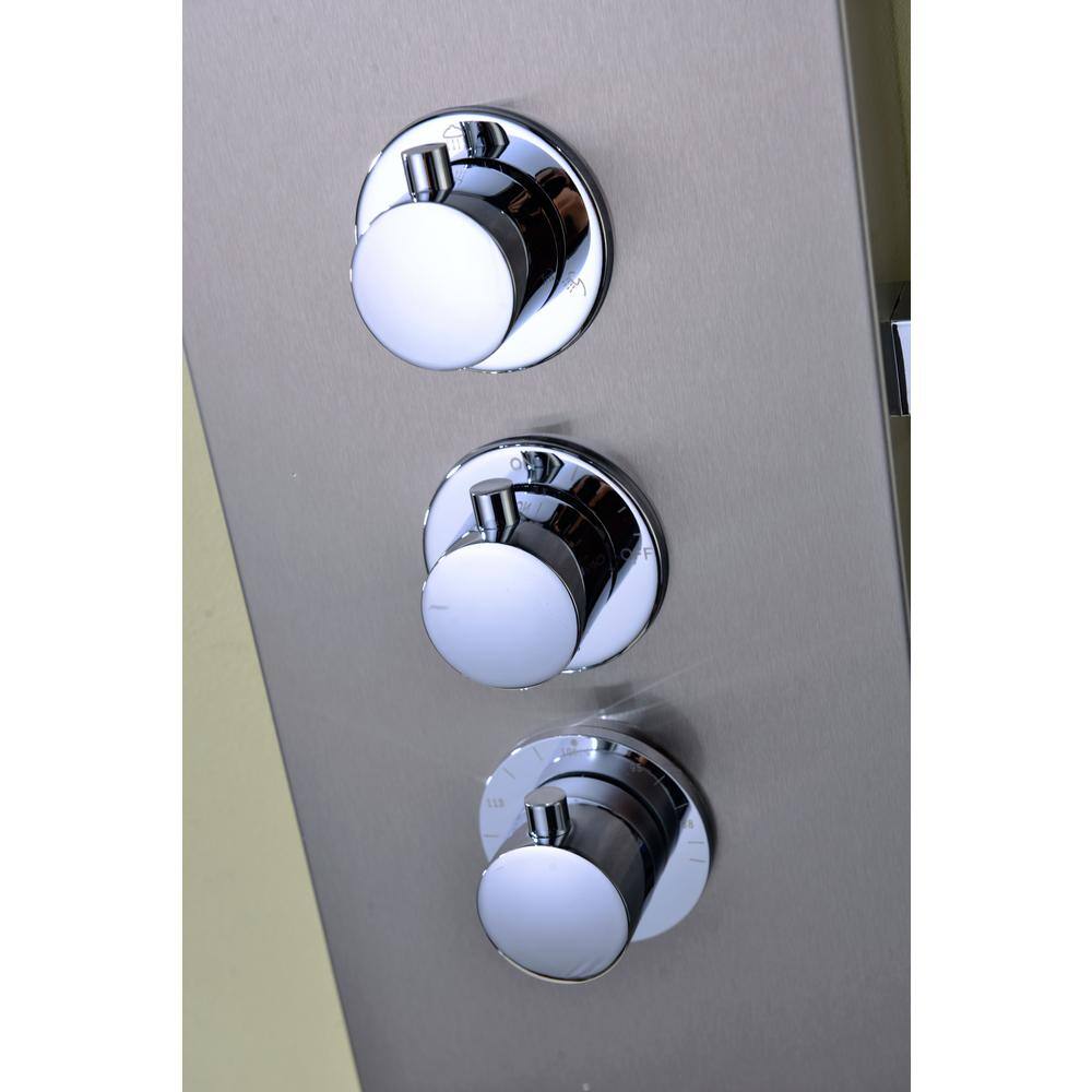 Arc 64'' Brushed Stainless Steel Shower Panel with LED Rainfall Head