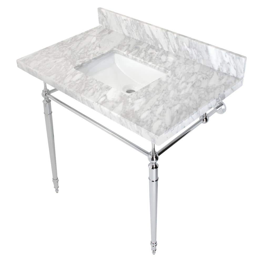 Kingston Brass Edwardian Marble White Console Sink Basin and