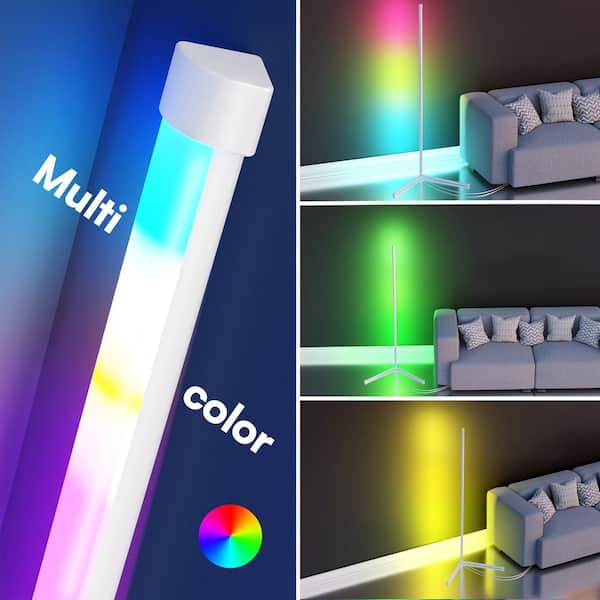 GUPUP 56 in. White L-Shaped Smart Dimmable Standard Floor Lamp for