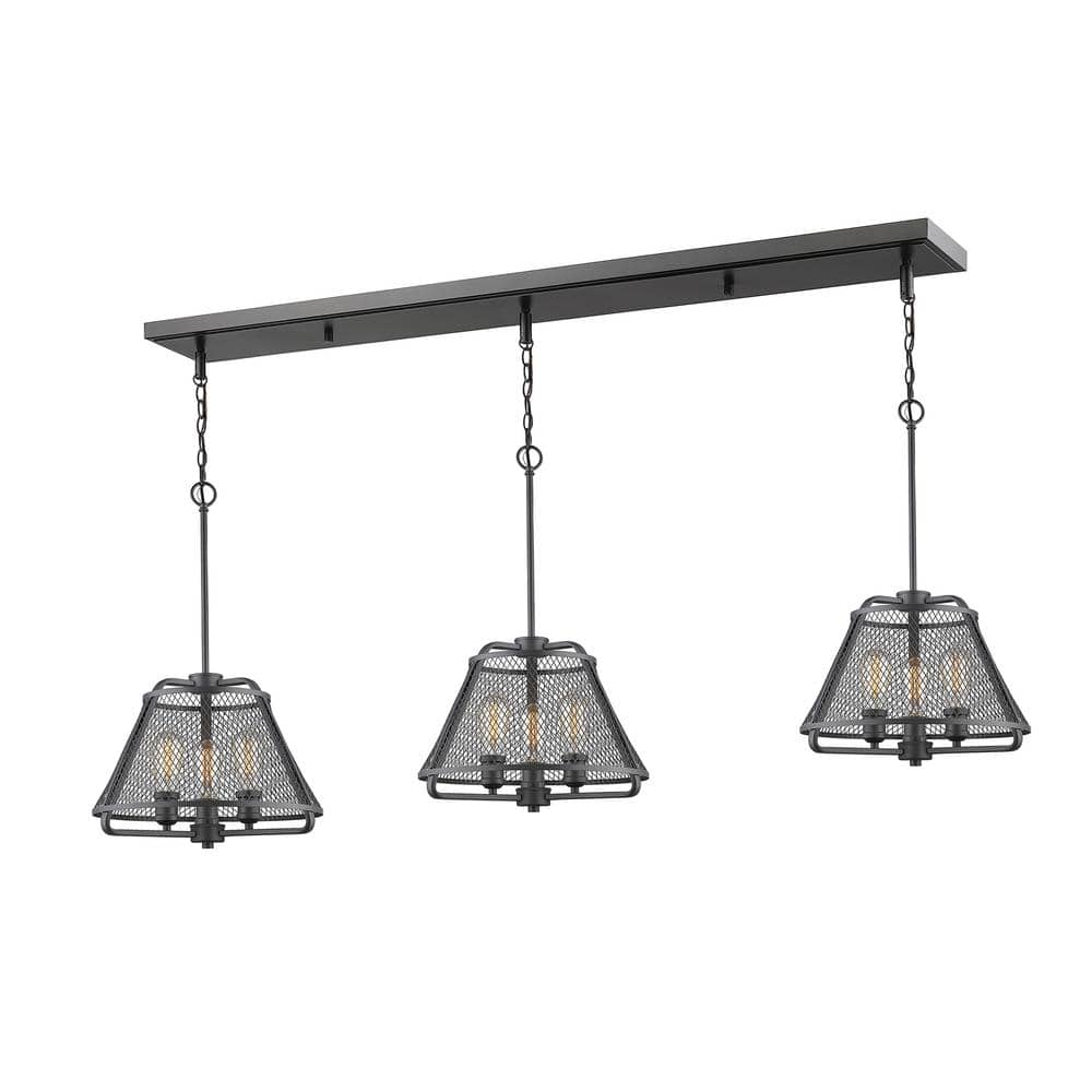 Iuka 9-Light Bronze Shaded Island Pendant Light with Bronze Steel Shade wit