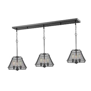Iuka 9-Light Bronze Shaded Island Pendant Light with Bronze Steel Shade with No Bulbs Included