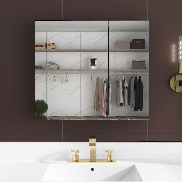 Boosicavelly 30 in. W x 26 in. H Rectangular Aluminum Medicine Cabinet with Mirror