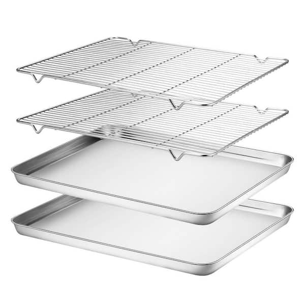 Stainless Steel Baking Sheet & Cooling Rack Set, 2-Pack, 16 x 12 x 1 Inch, Non-Toxic & Heavy Duty