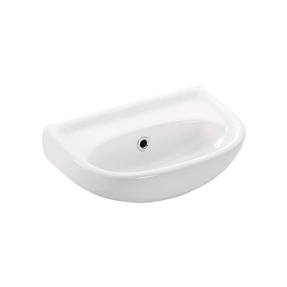 WS Bath Collections Wall Mount Bathroom Vessel Sink in Ceramic White without Faucet Hole