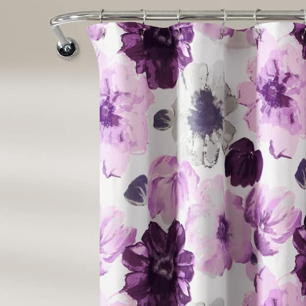Lush Decor 72 In X Leah Shower, Purple Flower Shower Curtain