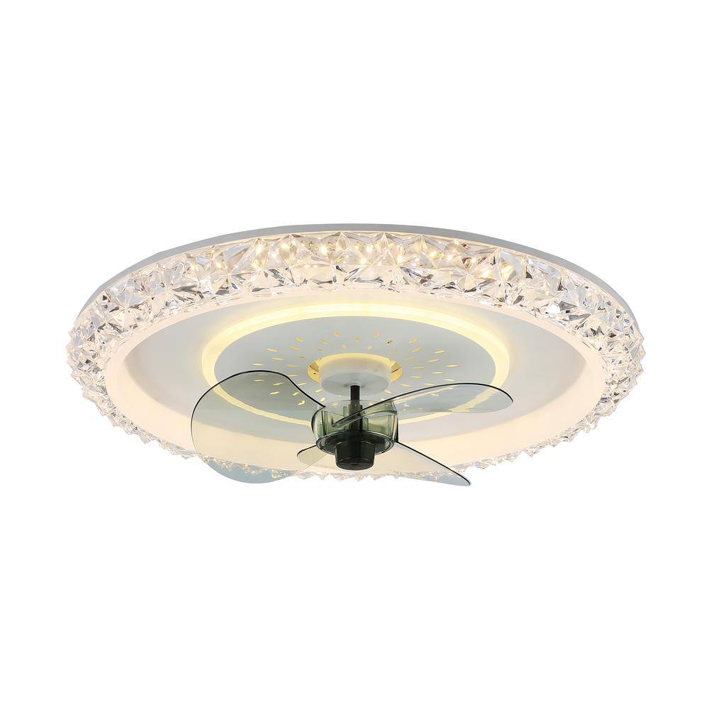 Bella Depot 20 in Indoor Crystal White Ceiling Fan with Integrated LED