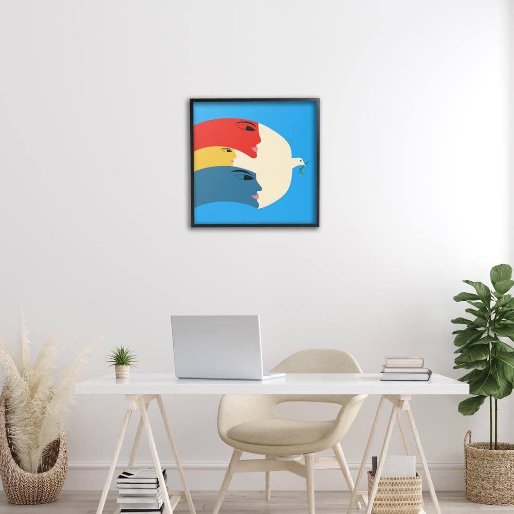 Peaceful Dove with Faces by Carrie Cantwell Black Framed Animal Giclee Art Print 24 in. x 24 in. price history on PriceWatchPro