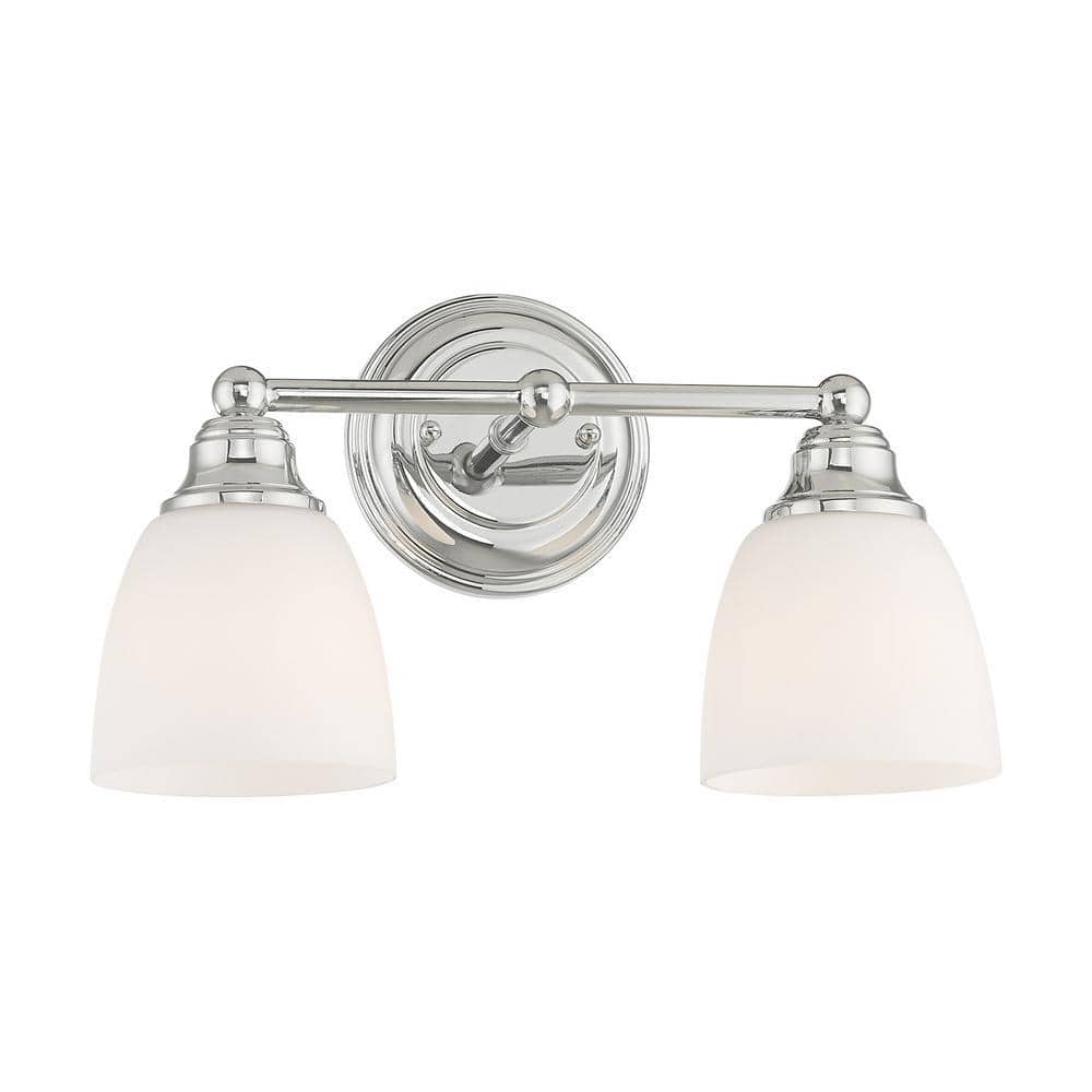Polished Chrome 2-Light Vanity with Satin Opal Glass