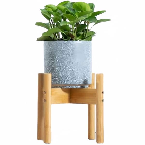 Wellco 16.73 in. x 12.6 in. x 3.15 in. Bamboo Adjustable Cross Flower Stand Simple Base Planter Stand Freestanding Planter Rack