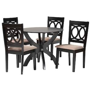 Rita 5-Piece Sand and Espresso Brown Wood Top Dining Set