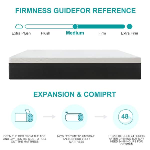 12 in. King Size Medium Firm Memory Foam Mattress,Cooling,Pressure Relief and Fbric Cover