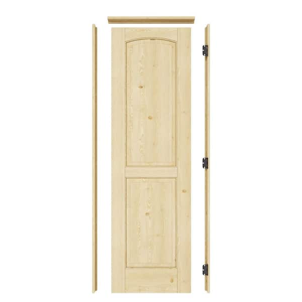 ARK DESIGN 24 in. x 80 in. 2-Panel Left Solid Core Unfinished Pine Wood Single Interior Door with Quick Assemble Pine Jamb