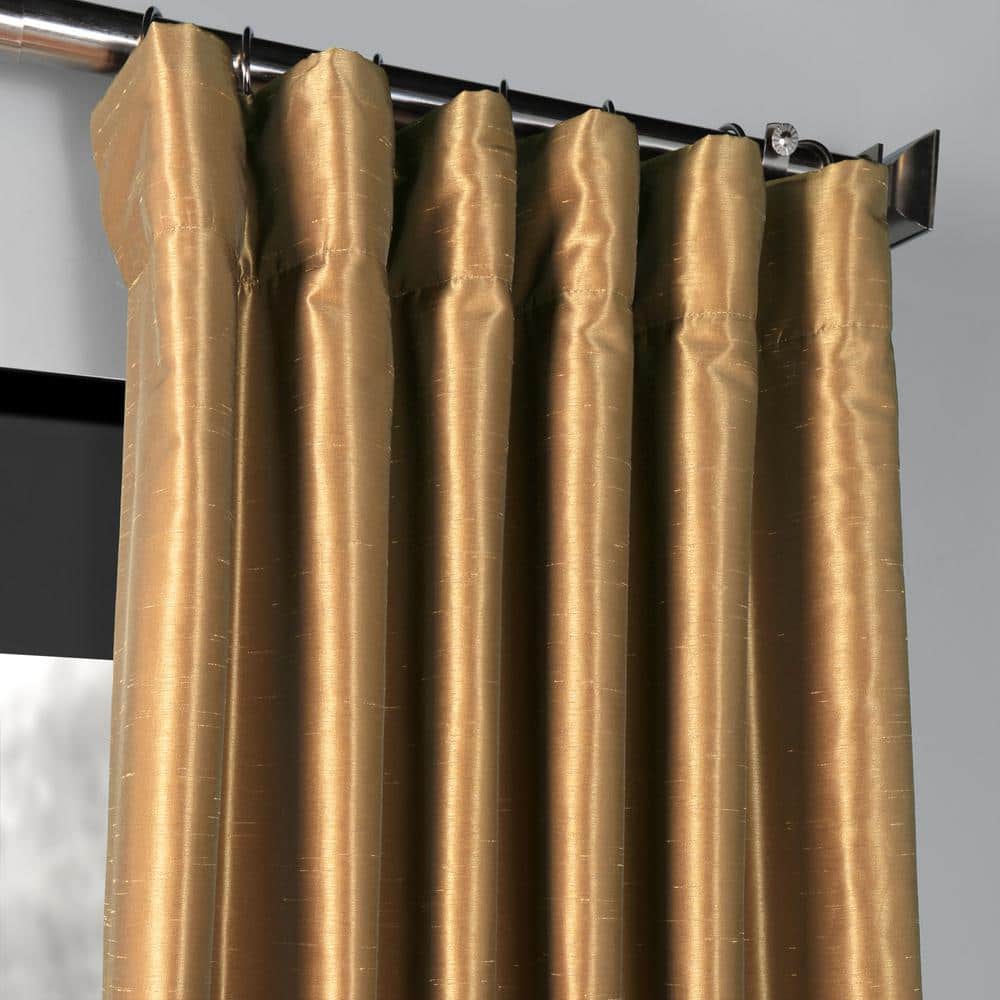 Flax Gold 84" Faux Silk Blackout Curtain Panel