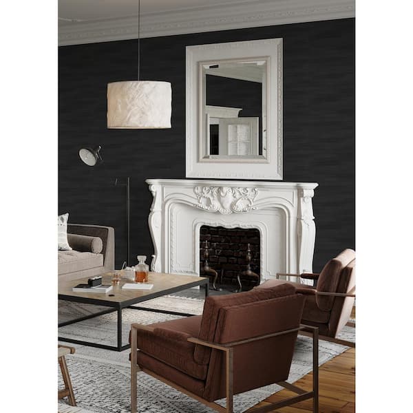 Dermot Black Horizontal Stripe Vinyl Non-Pasted Textured Non Woven Repositionable Wallpaper