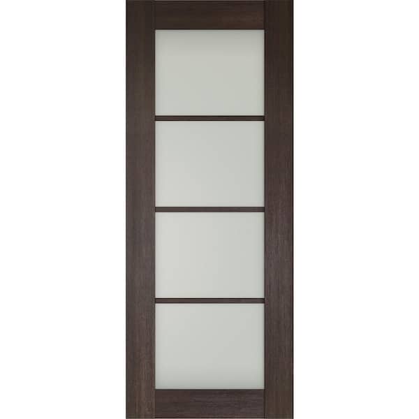 Avon 4 Lite N 24 in. х 84 in. No Bore 4-Lite Frosted Glass Veralinga Oak Solid Composite Core Wood Interior Door Slab