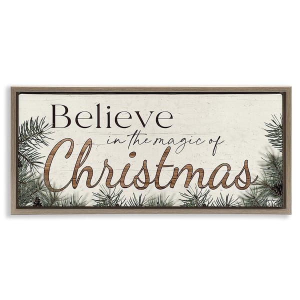 Stupell Industries Magic Of Christmas Phrase by Susie Boyer 1-Piece Floater Frame Graphic Print Typography Poster Art Print 25 in. x 11 in.
