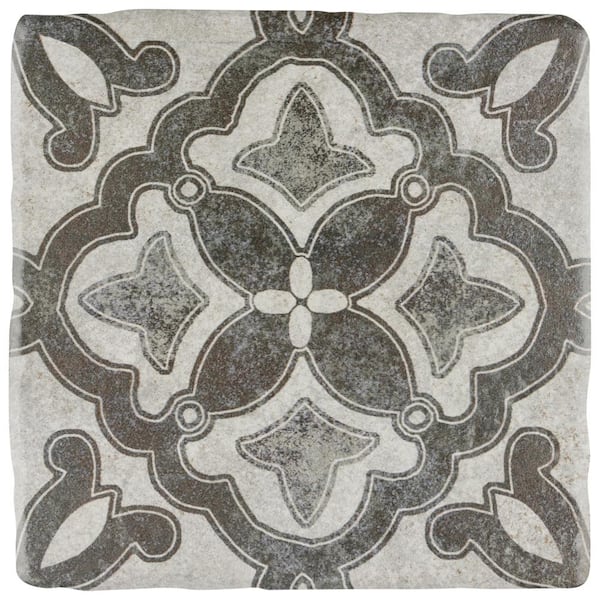 Merola Tile Costa Cendra Decor Clover Encaustic 7-3/4 in. x 7-3/4 in. Ceramic Floor and Wall Tile (11.11 sq. ft./case)