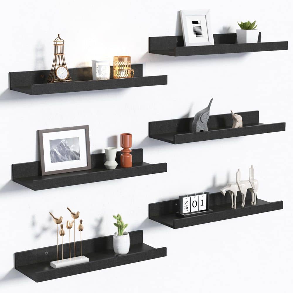 15.7 in. W x 5.1 in. D Black Floating Shelves Wall Shelves Storage