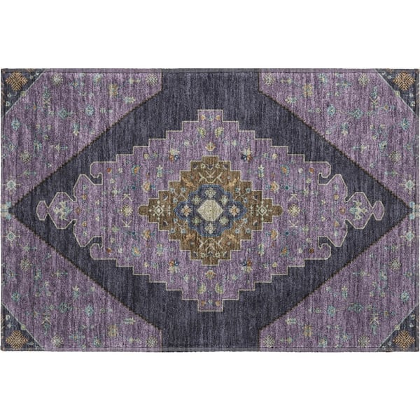 Mayfield Premium Machine Washable Abstract AMF2472 Plum 2 ft. x 3 ft. Accent Rug