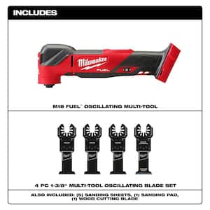 M18 FUEL 18V Lithium-Ion Cordless Brushless Oscillating Multi-Tool (Tool-Only) with 1-3/8 in. Blade Set (4-Piece)