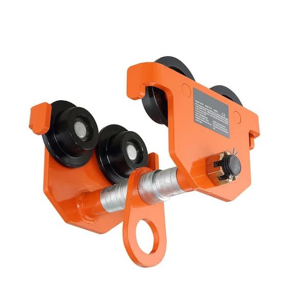 Manual Trolley, 2,200 lbs./1 Ton Load Capacity, Push Beam Trolley with Dual Wheels, Adjustable for I-Beam Flange Width