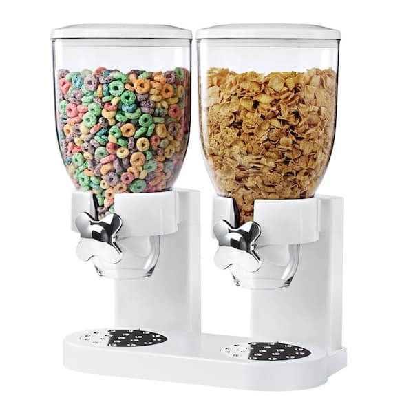 Honey-Can-Do Double White Cereal Dispenser with Portion Control KCH-06123 -  The Home Depot