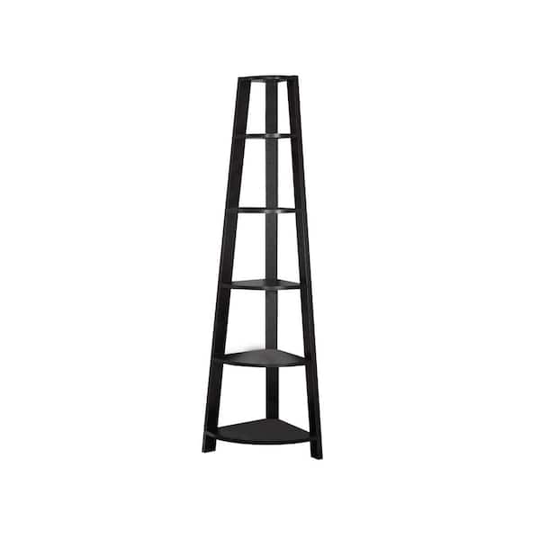 Monarch Specialties 2495 72 in. Cappuccino Corner Accent 5 -Shelf Etagere Bookcase