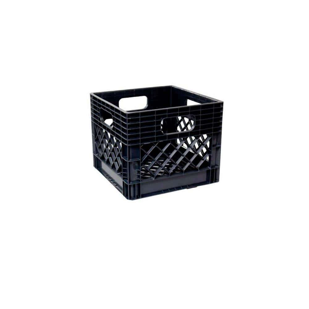 Edsal 16-Qt. Polypropylene Milk Crate Storage Box in Black (11 in