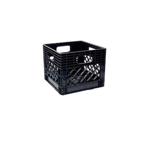 16-Qt. Polypropylene Milk Crate Storage Box in Black (11 in. x 13 in. x 13 in.)