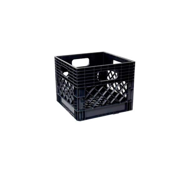 Edsal 16-Qt. Polypropylene Milk Crate Storage Box in Black (11 in. x 13 in. x 13 in.)