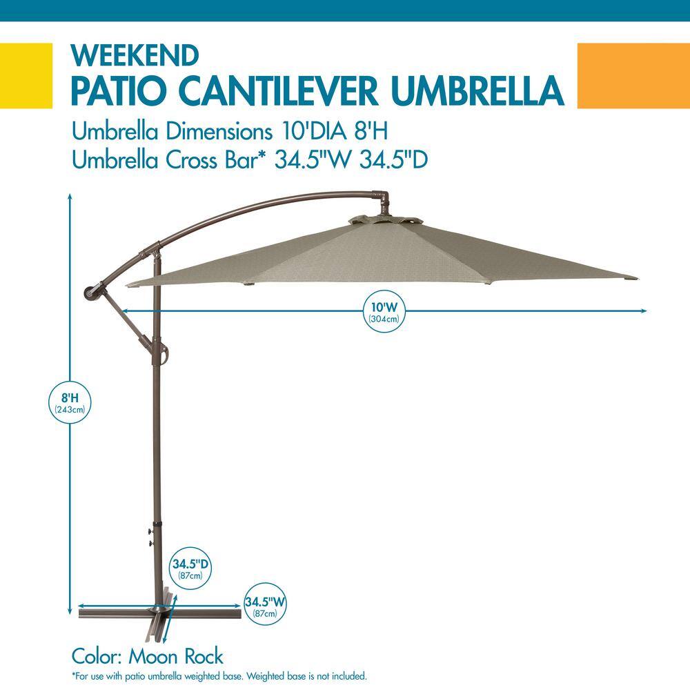 Moon Rock 10-Foot Cantilever Patio Umbrella with Gray Canopy