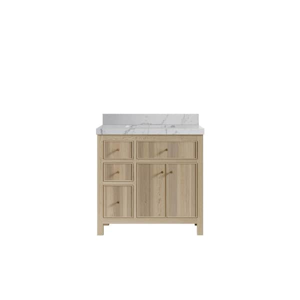 Willow Collections Sonoma Oak 36 in. W x 22 in. D x 36 in. H Single Sink Bath Vanity Center in White Oak with 2 in. Venatino Qt. Top