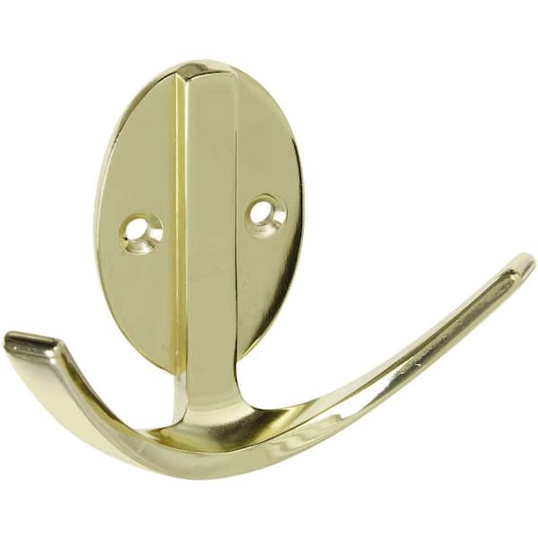 Stanley-National Hardware 3 in. Polished Brass Modern Double Robe Hook