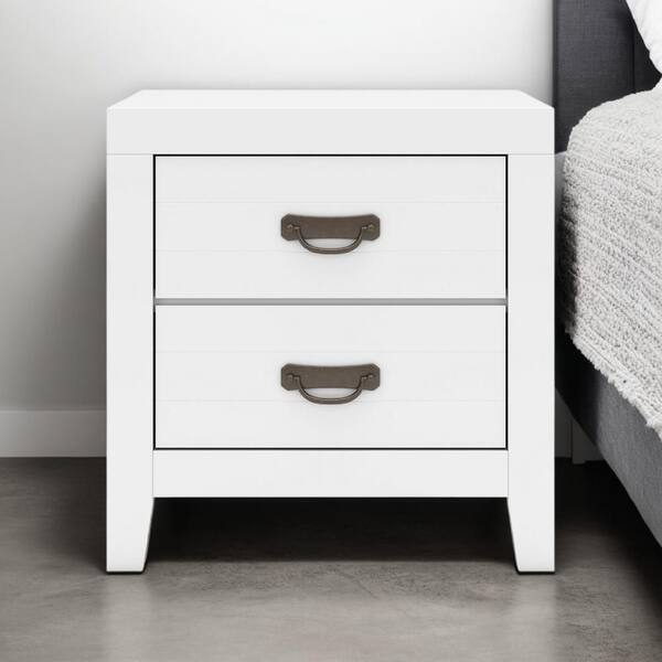 Benjara Flynt Rustic Brown 2-Drawer 28.88 in. W Nightstand with Brass Knobs