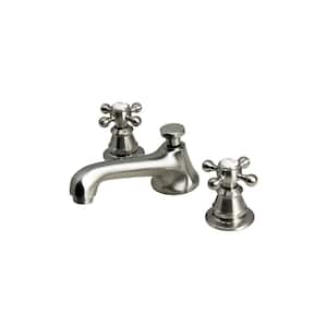8 in. Widespread 2-Handle Century Classic Bathroom Faucet in Brushed Nickel with Pop-Up Drain