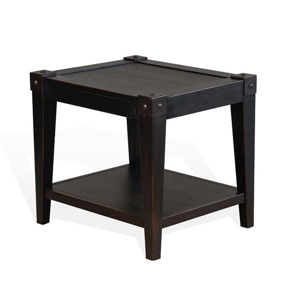 20 in. Black Rectangular Wooden Top End Table