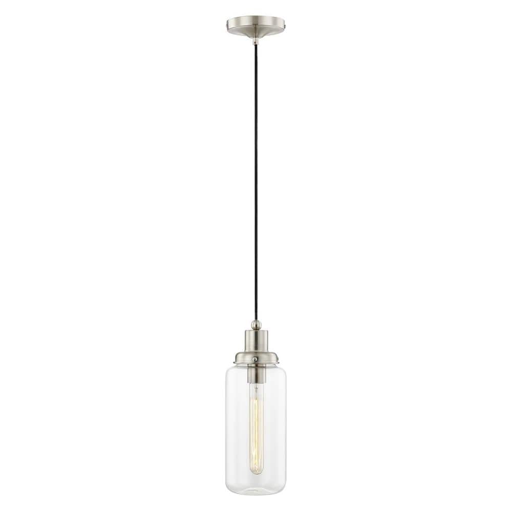 Elegant Brushed Nickel Mini Pendant with Hand-Blown Clear Glass